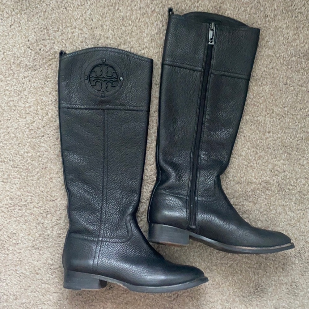 All black Tory Burch Riding Boots